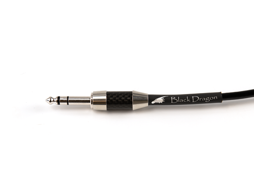 Black Dragon Premium Cable for Meze Liric Headphones with 1/4 in TRS Furutech Carbon Fiber Unbalanced Rhodium
