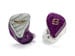 Empire Ears Legend X custom IEMs in Silver Carbon Fiber and Purple Glitter faceplates